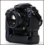 Nikon 50/1.4 mounted on a Fuji S5 Pro with grip